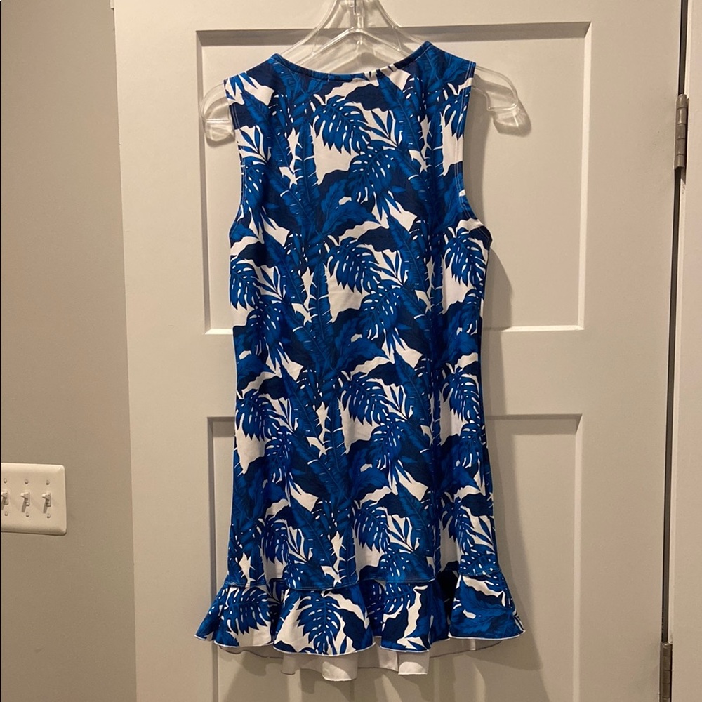Blue and White Ruffled Mini Athletic Sport Sun Dress size large - Picture 3 of 8